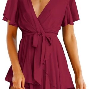 Elegant Burgundy Wrap Dress